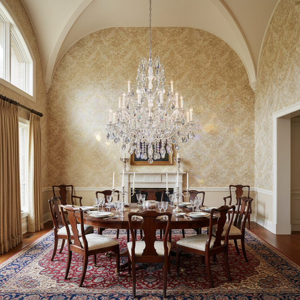 Luster Gaze Bordeaux Crystal Chandelier 40" - formal American dining room