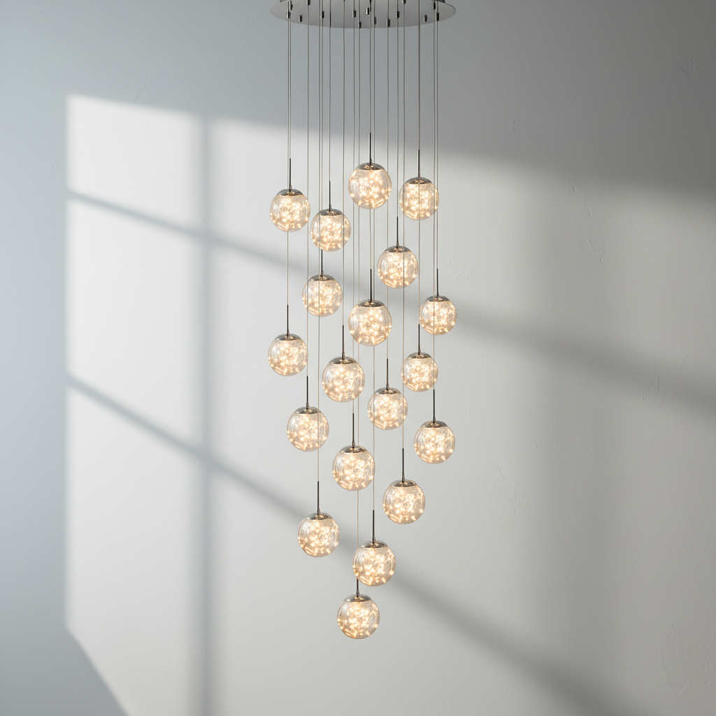 Luster Gaze Celestial Orb Glass Globe Chandelier - Background Shot
