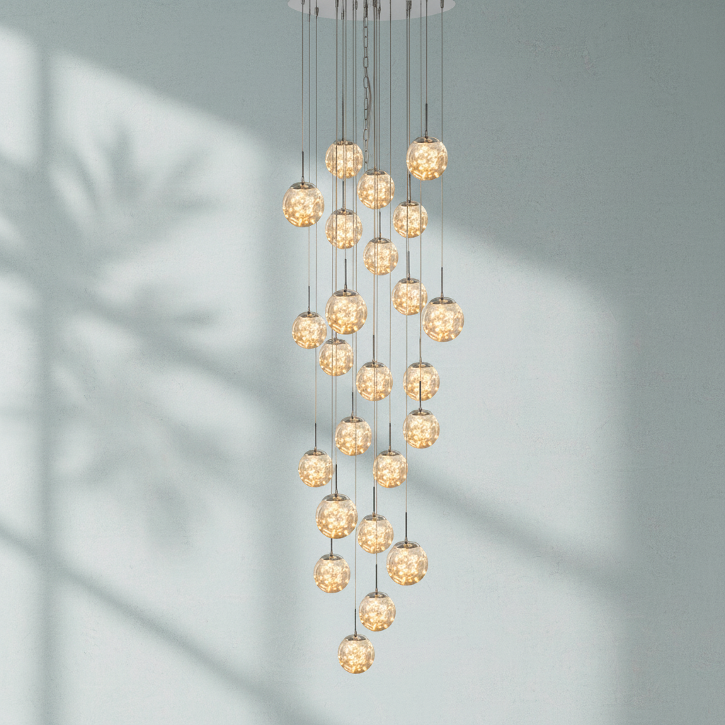 Luster Gaze Celestial Orb Glass Globe Chandelier - Background Shot