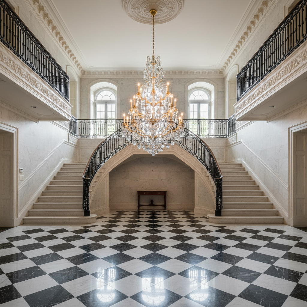 Luster Gaze Regal Grandeur Crystal Chandelier - grand American estate foyer