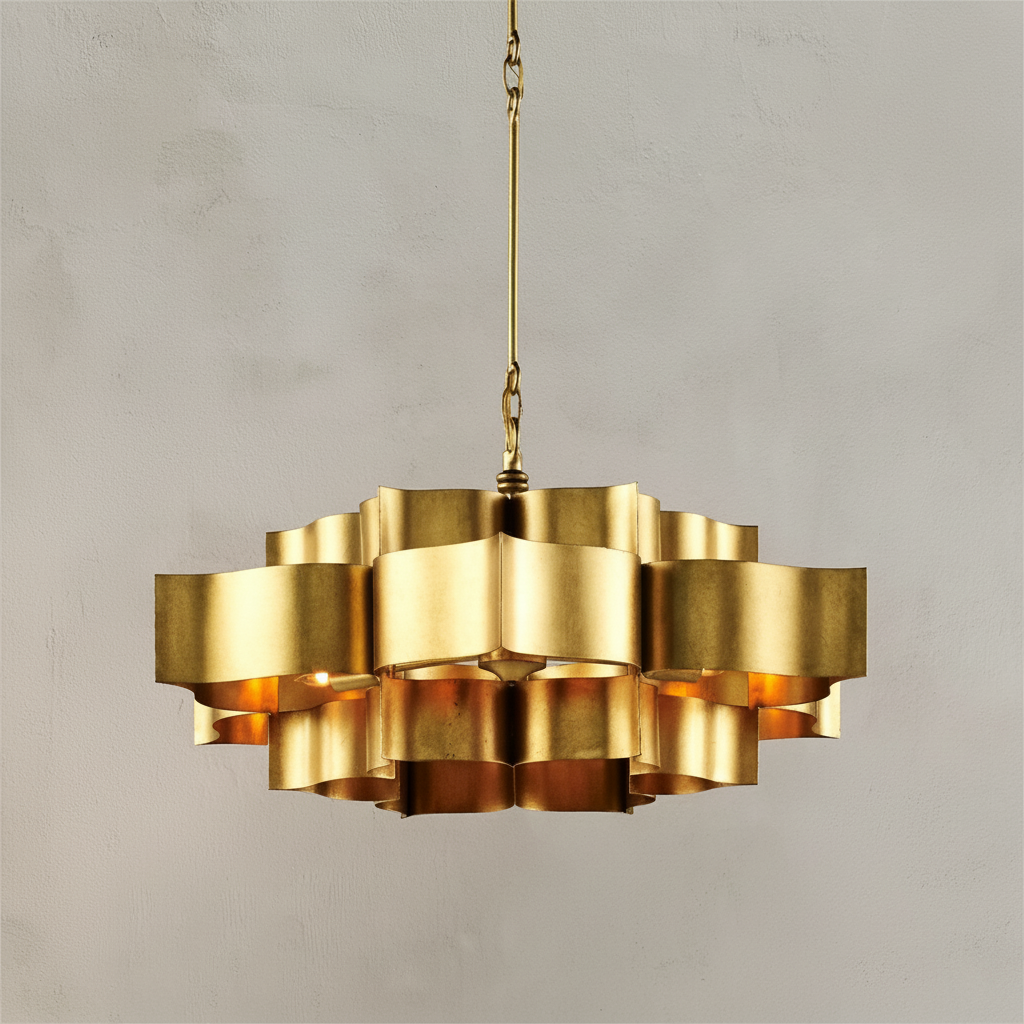 Luster Gaze Gilded Leaflet Small Chandelier - Background Shot