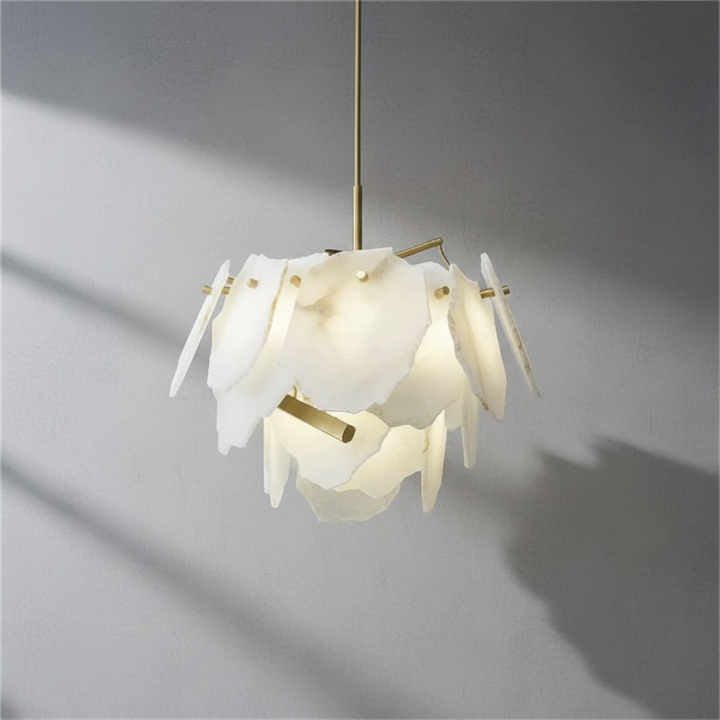 Luster Gaze Alabaster Essence Linear Chandelier - Background Shot
