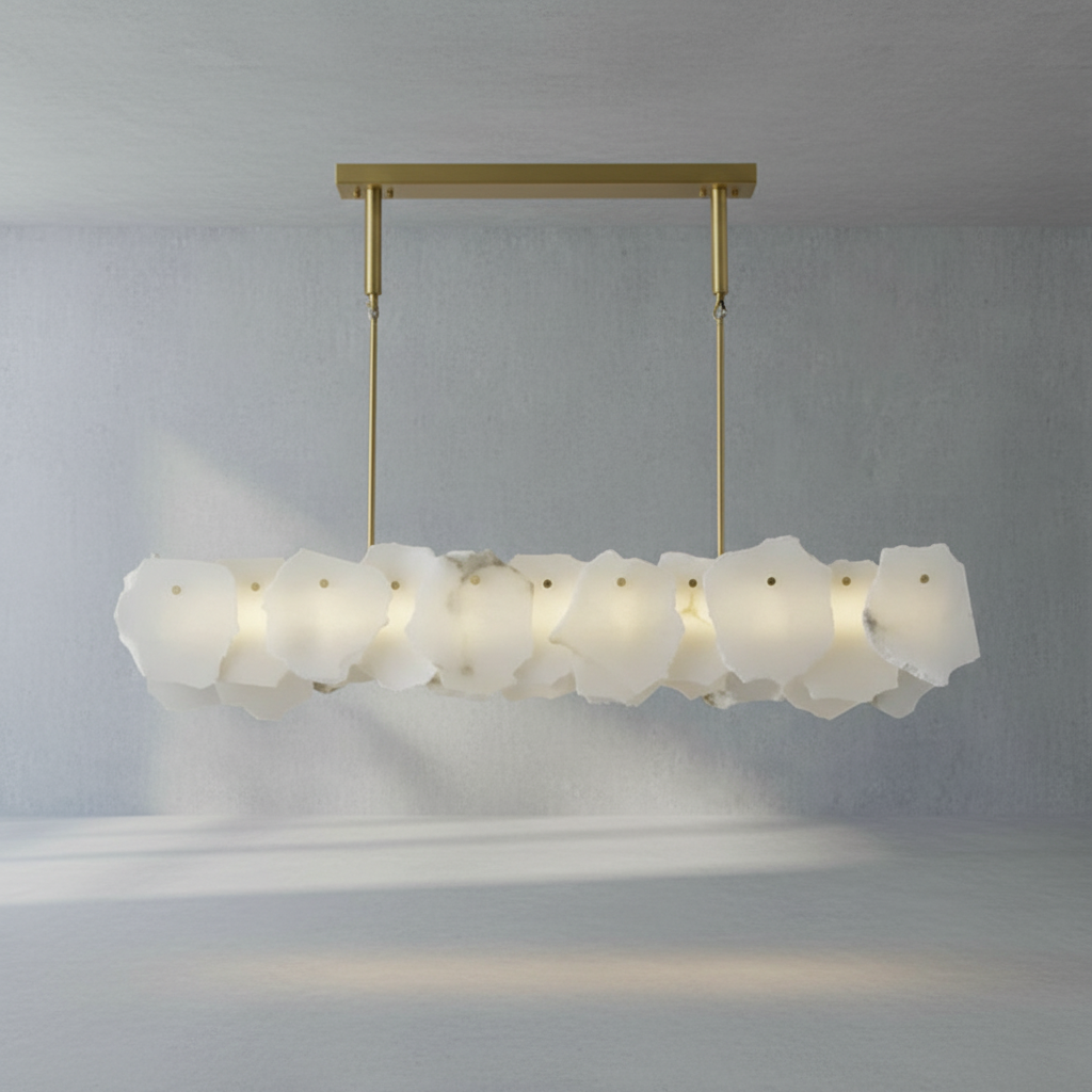 Luster Gaze Alabaster Essence Linear Chandelier - Background Shot