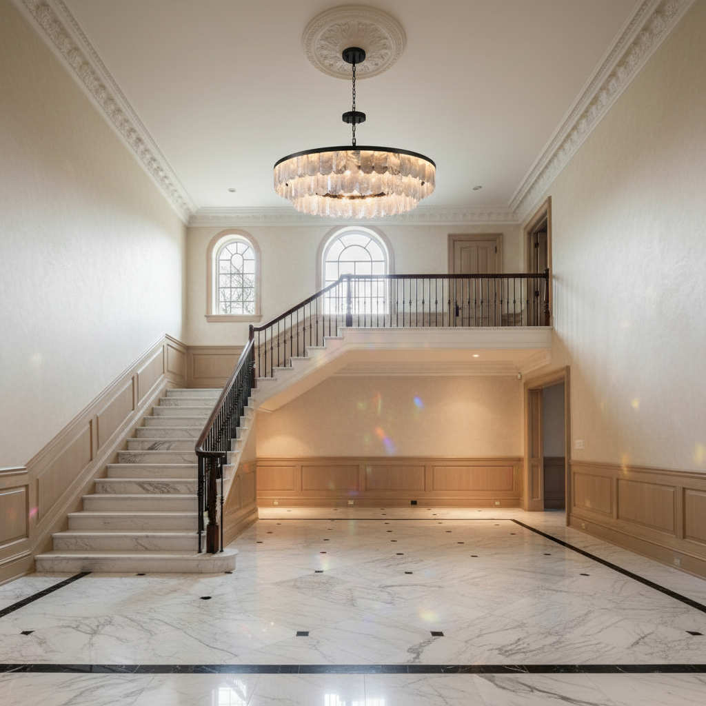 Luster Gaze Grandeur Double Rock Crystal Chandelier - grand American estate foyer