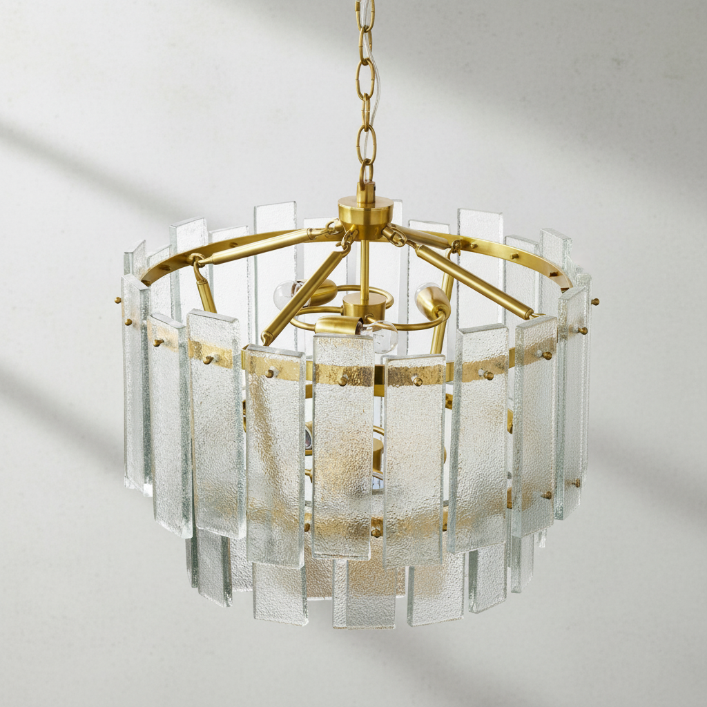 Luster Gaze Radiant Refraction Textured Glass Chandelier - Background Shot