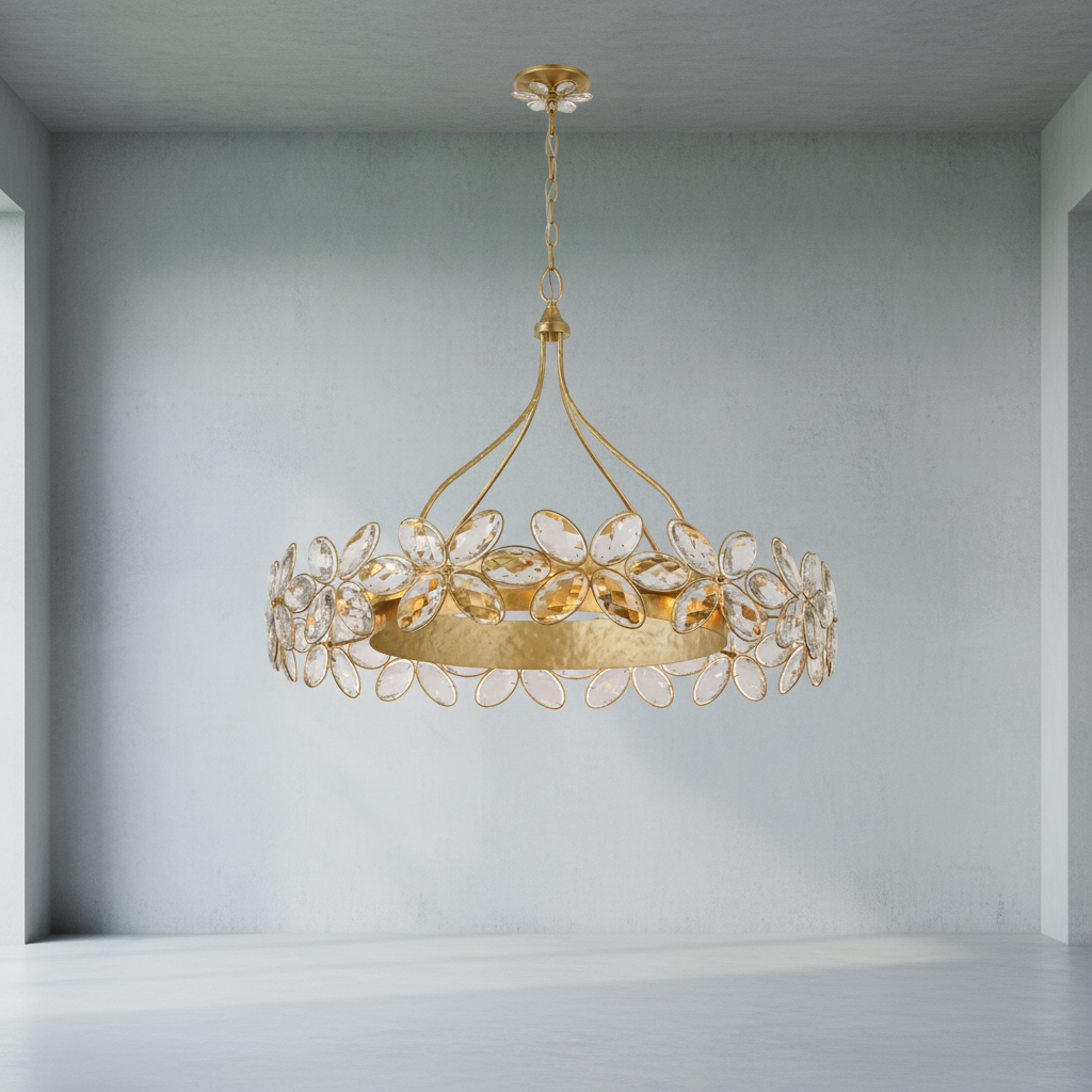 Luster Gaze Veridian Bloom 14-Light Chandelier - Background Shot
