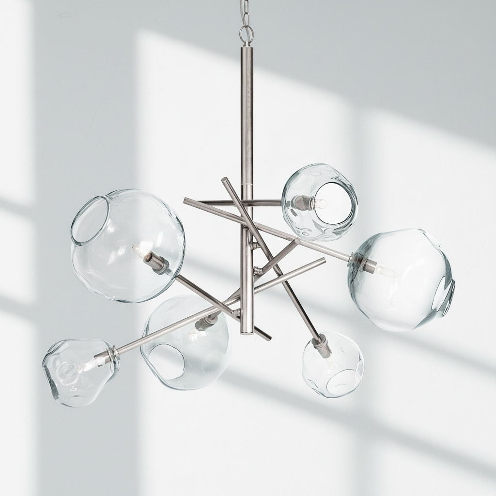 Luster Gaze Molten Smoked Glass Chandelier - Background Shot