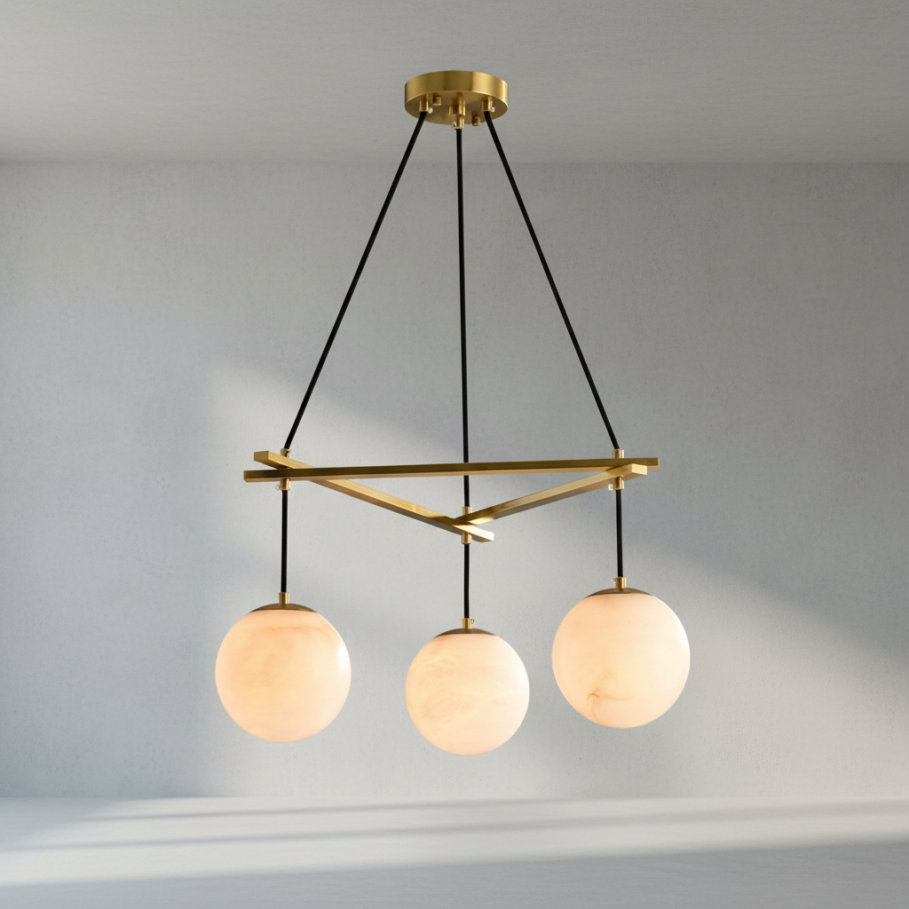 Alabaster Modern Structural Ball Chandelier