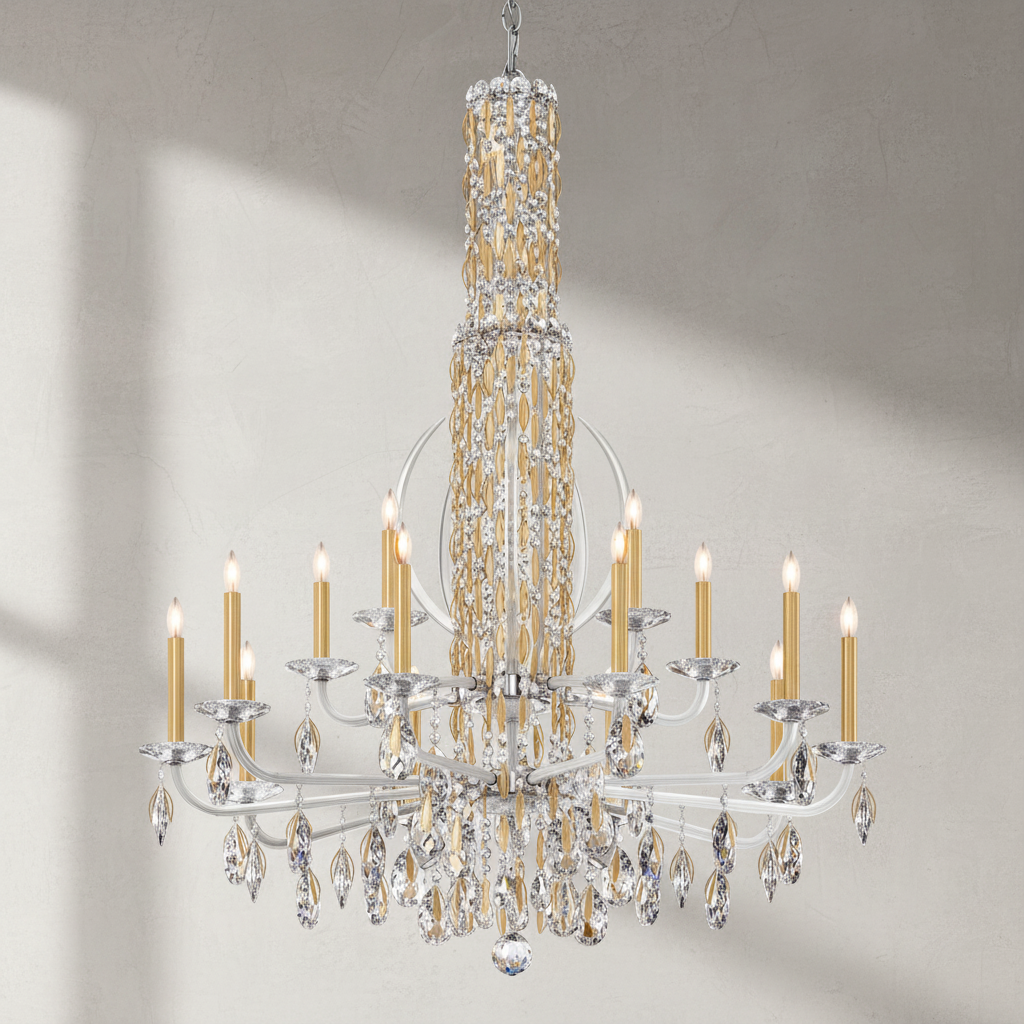 Luster Gaze Radiant Cascade Crystal Chandelier - Background Shot
