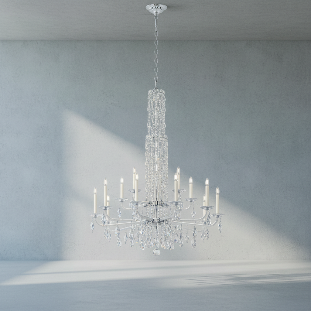 Luster Gaze Radiant Cascade Crystal Chandelier - Background Shot