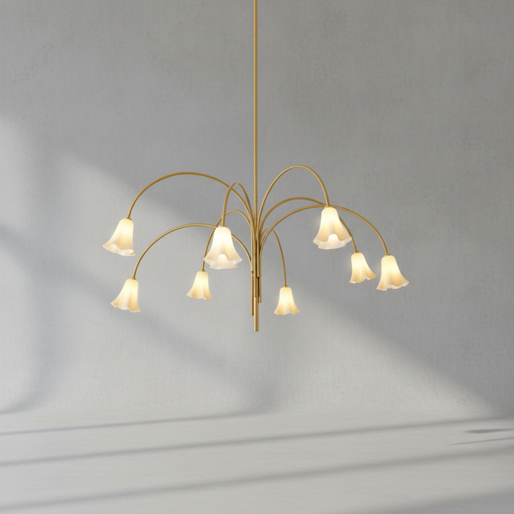 Luster Gaze Veridian Bloom Metal & Glass Chandelier - Background Shot