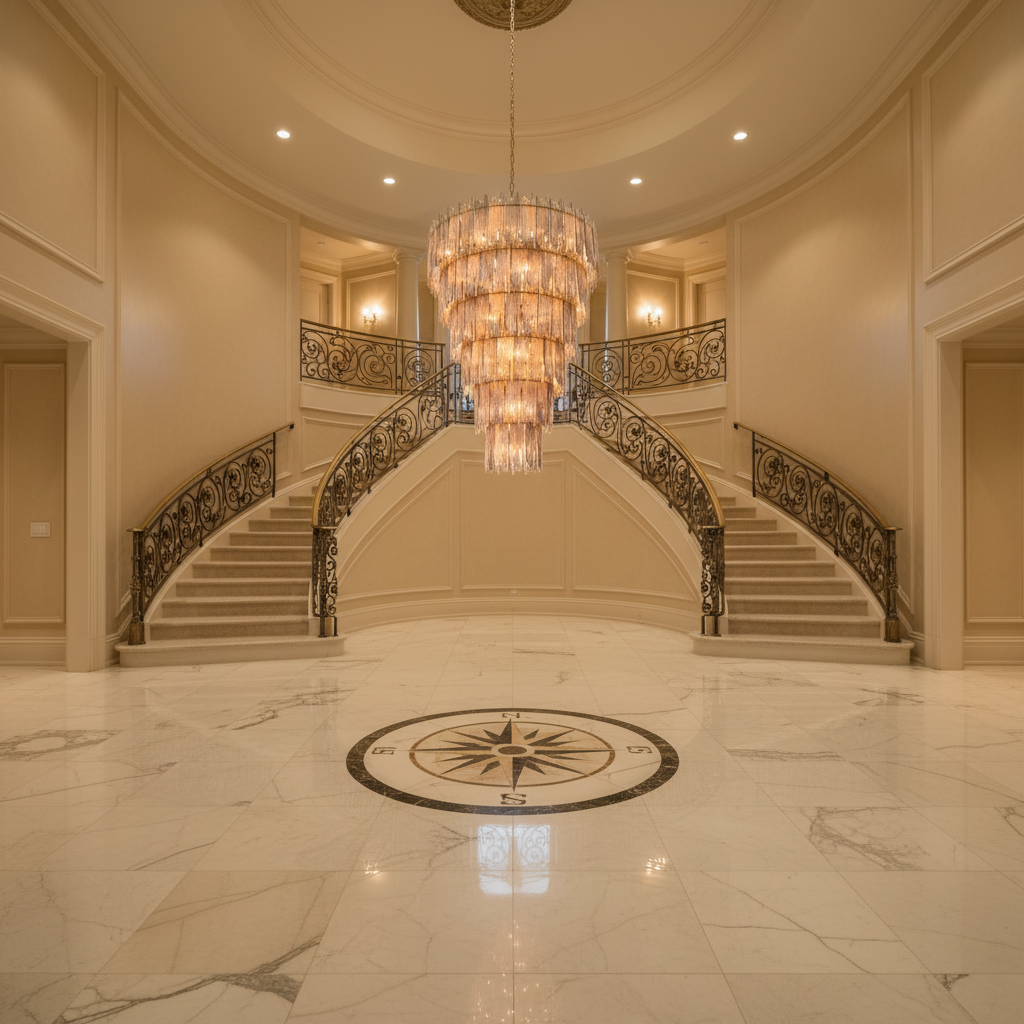 Luster Gaze Grand Lumina 35-Light Chandelier - grand American foyer with two-story ceiling