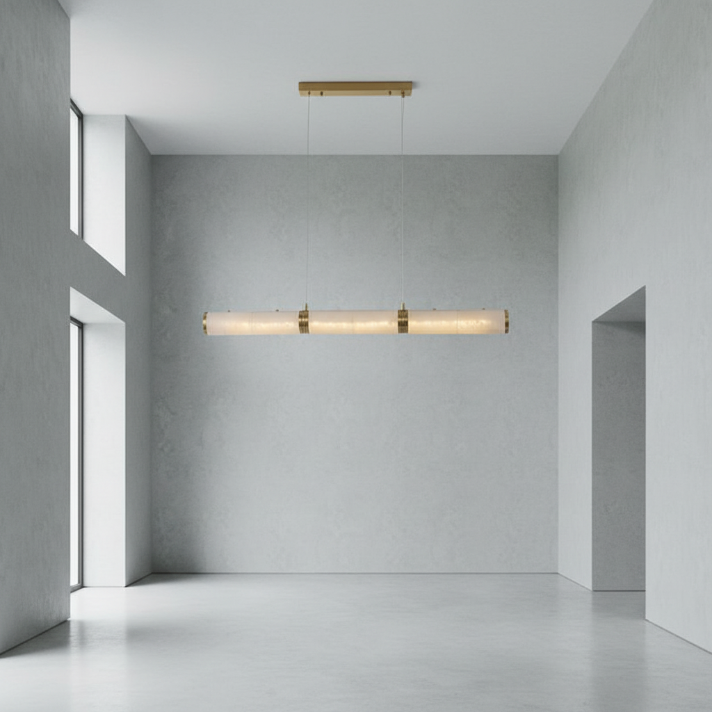 Luster Gaze Luminous Alabaster Linear Chandelier - Background Shot