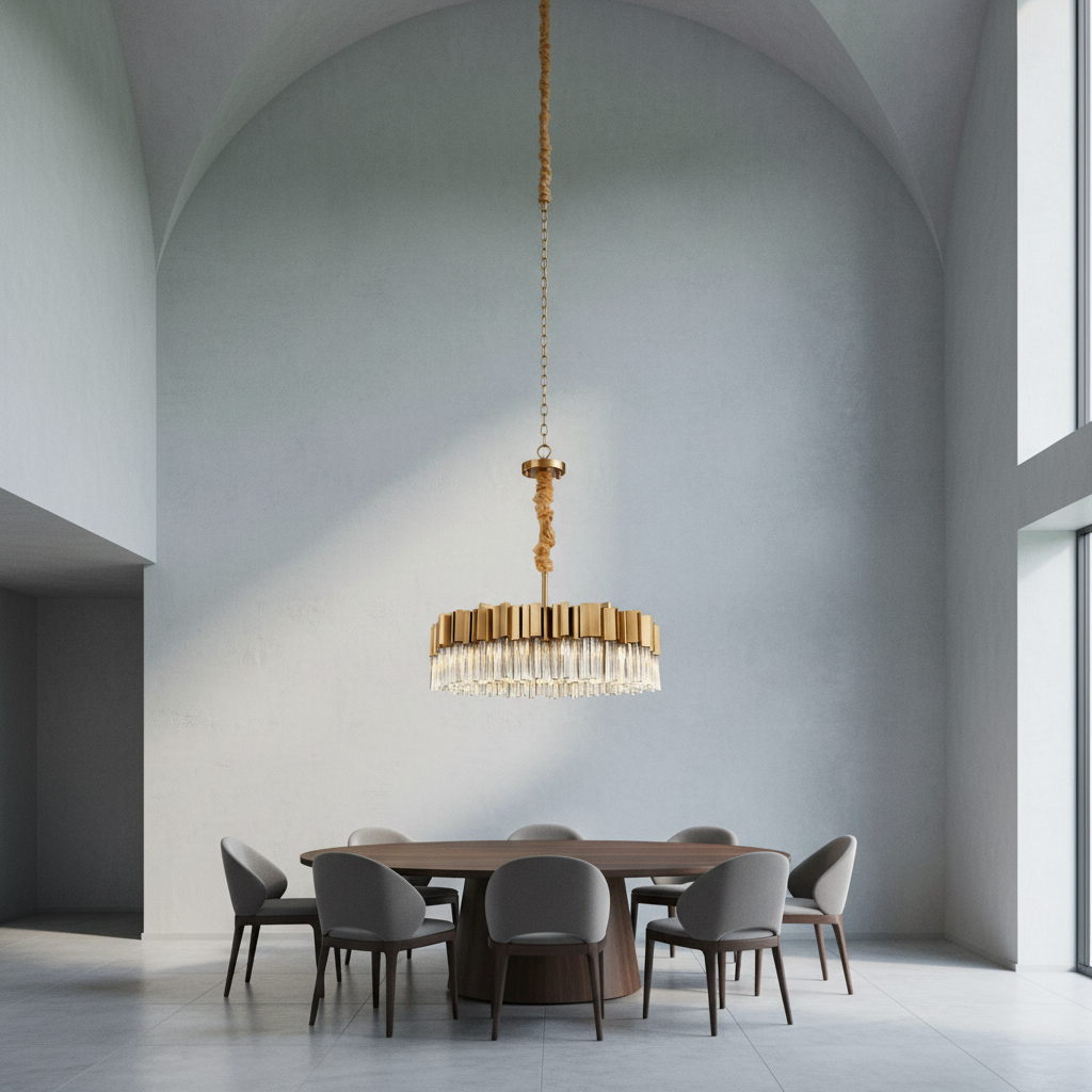 Luster Gaze Radiant Aura Round Crystal Chandelier - Background Shot