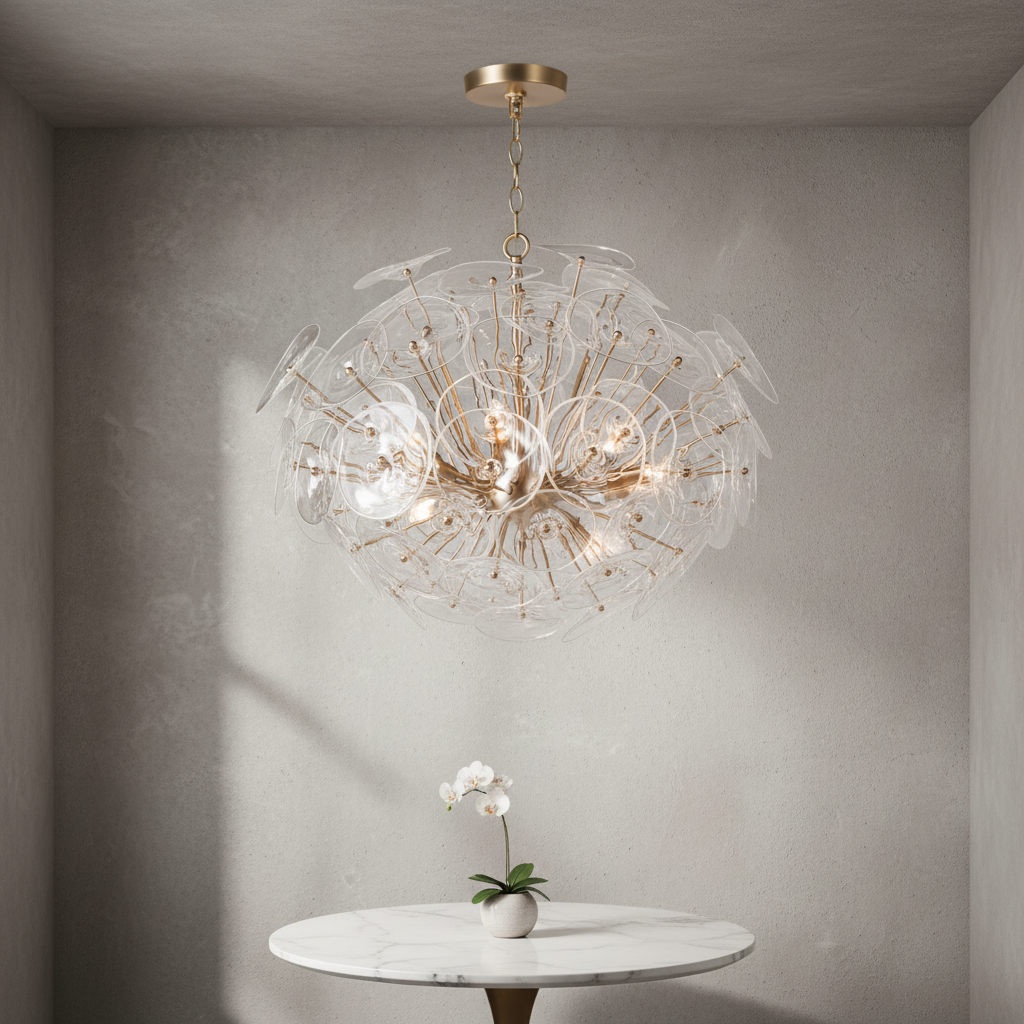 Luster Gaze Celestial Bloom Brass Chandelier - Background Shot