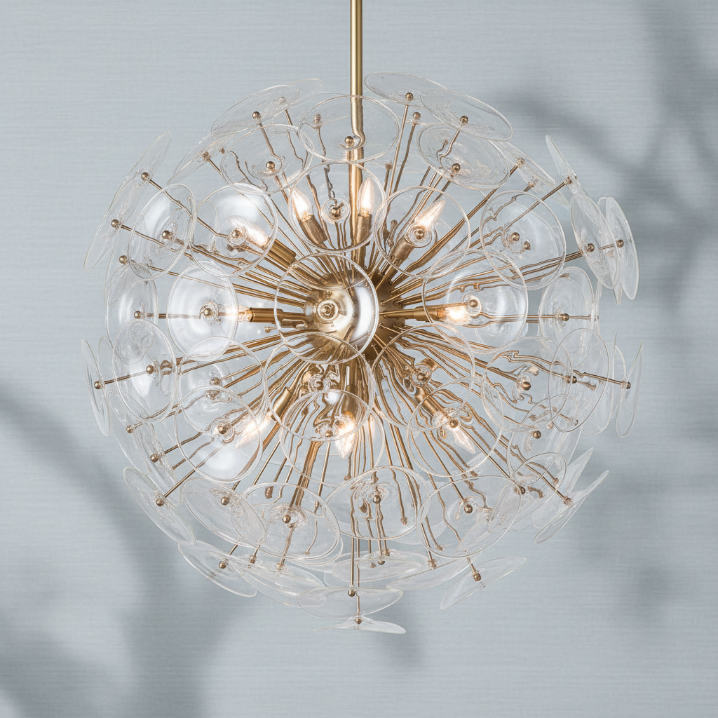 Luster Gaze Celestial Bloom Brass Chandelier - Background Shot