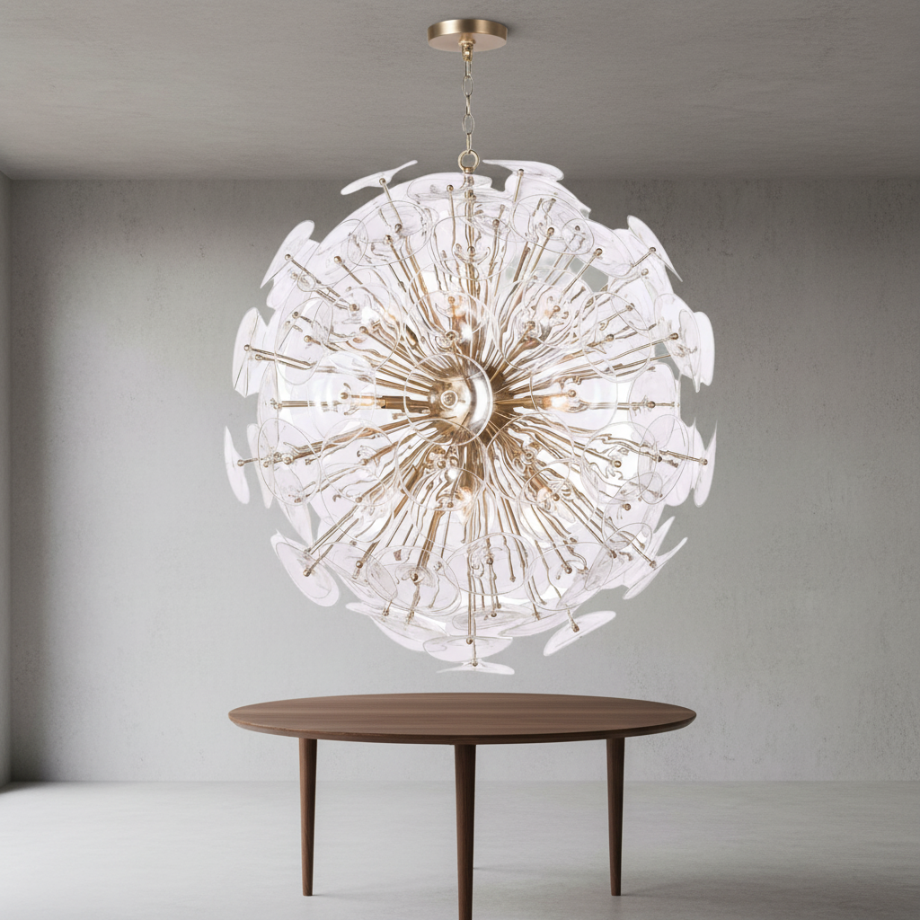 Luster Gaze Celestial Bloom Brass Chandelier - Background Shot