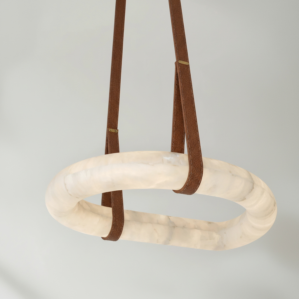 Luster Gaze Alabaster Grandeur Round Chandelier - Background Shot
