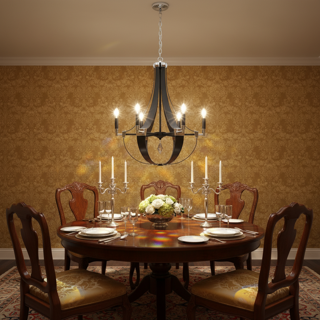 Luster Gaze Appalachian Teardrop 6-Light Chandelier - formal American dining room