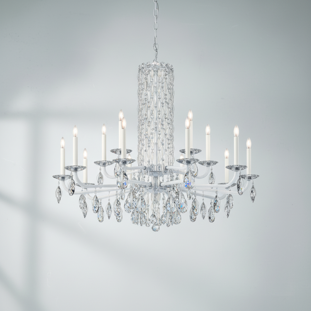 Luster Gaze Siena Short Column Crystal Chandelier 41" - Studio Shot