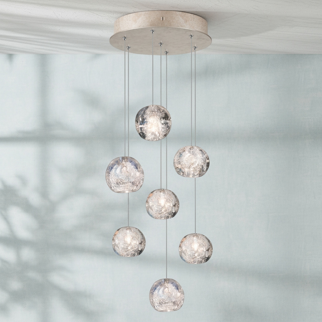 Luster Gaze Nature-inspired round crystal Chandelier - Studio Shot