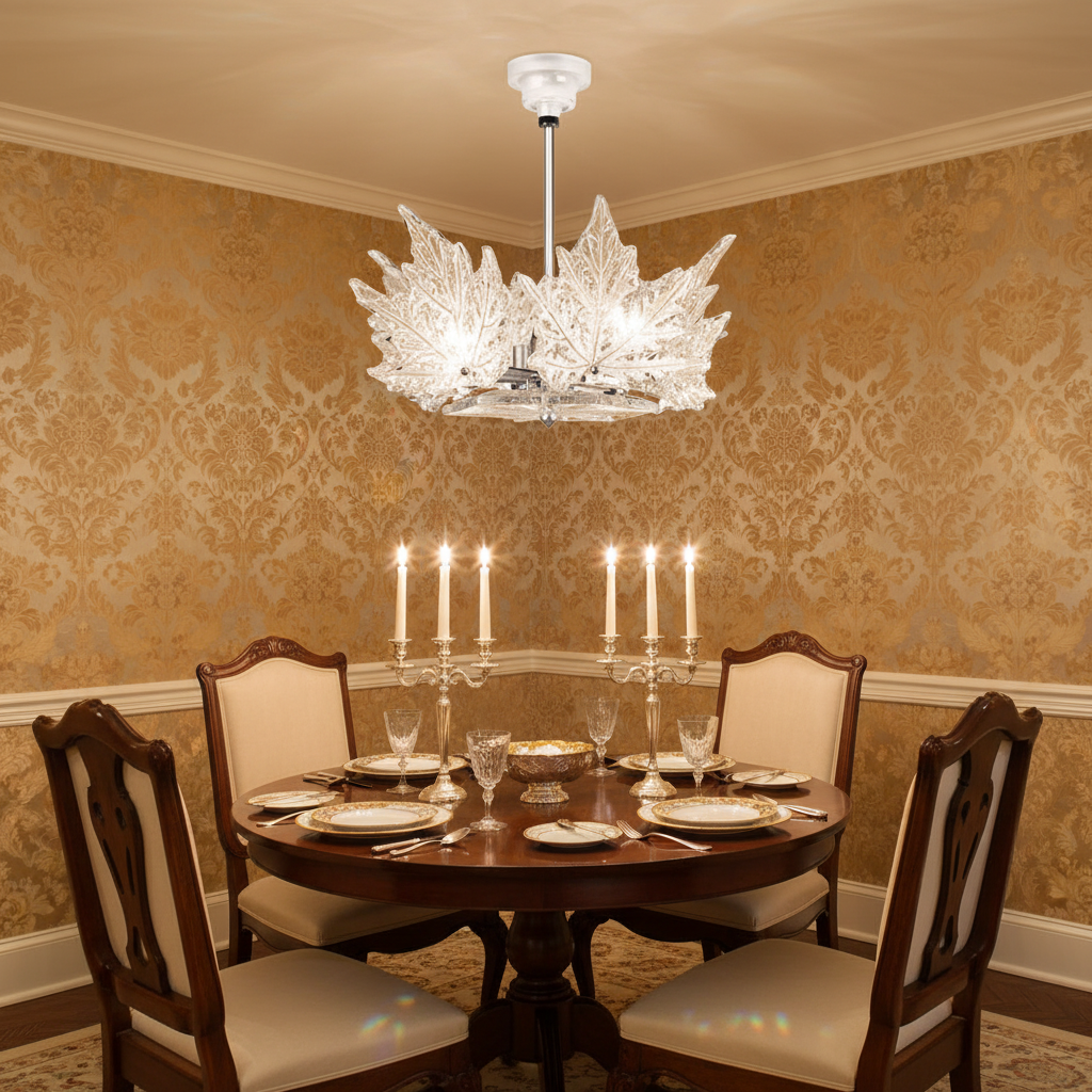 Luster Gaze Maple Leaf Crystal Single Layer Chandelier - formal American dining room