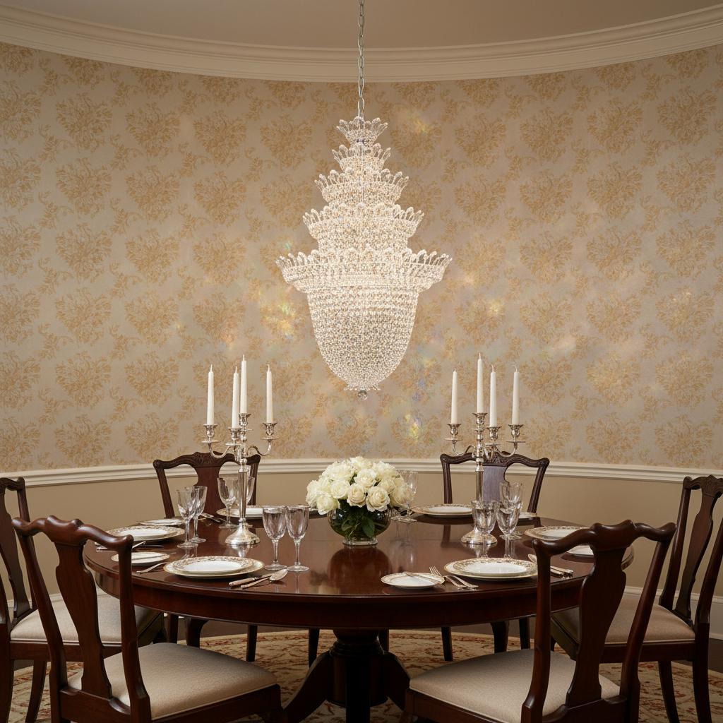 Luster Gaze Regal Radiance Five-Layer Crystal Chandelier - formal American dining room