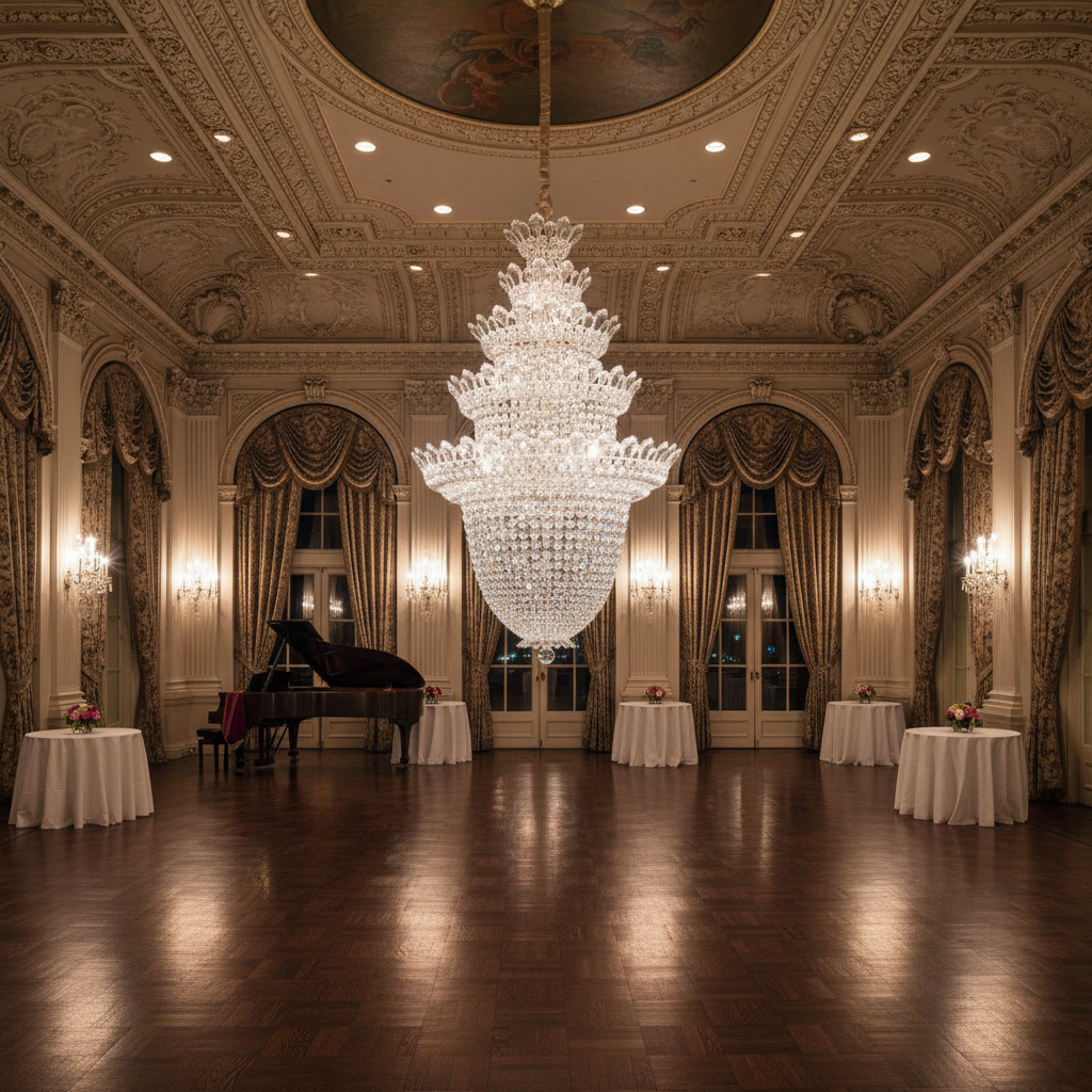 Luster Gaze Regal Radiance Five-Layer Crystal Chandelier - American ballroom or formal entertaining space