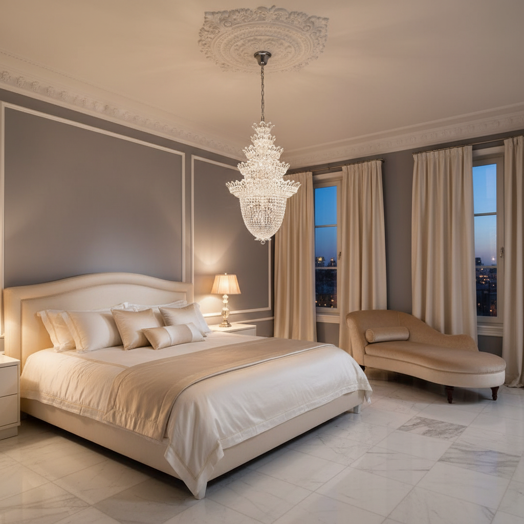 Luster Gaze Regal Radiance Five-Layer Crystal Chandelier - luxurious American master suite