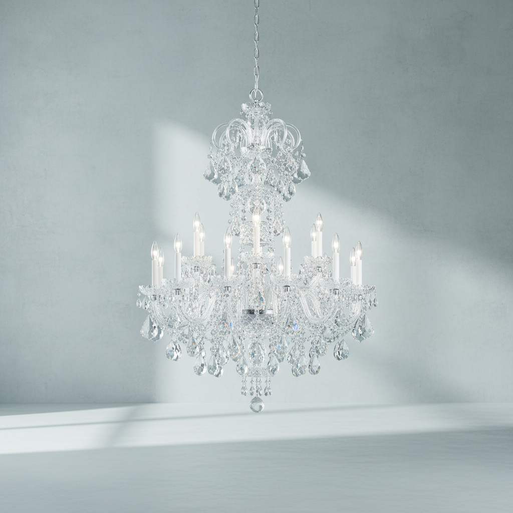 Luster Gaze Heritage Bloom K9 Crystal Chandelier 36" - Background Shot