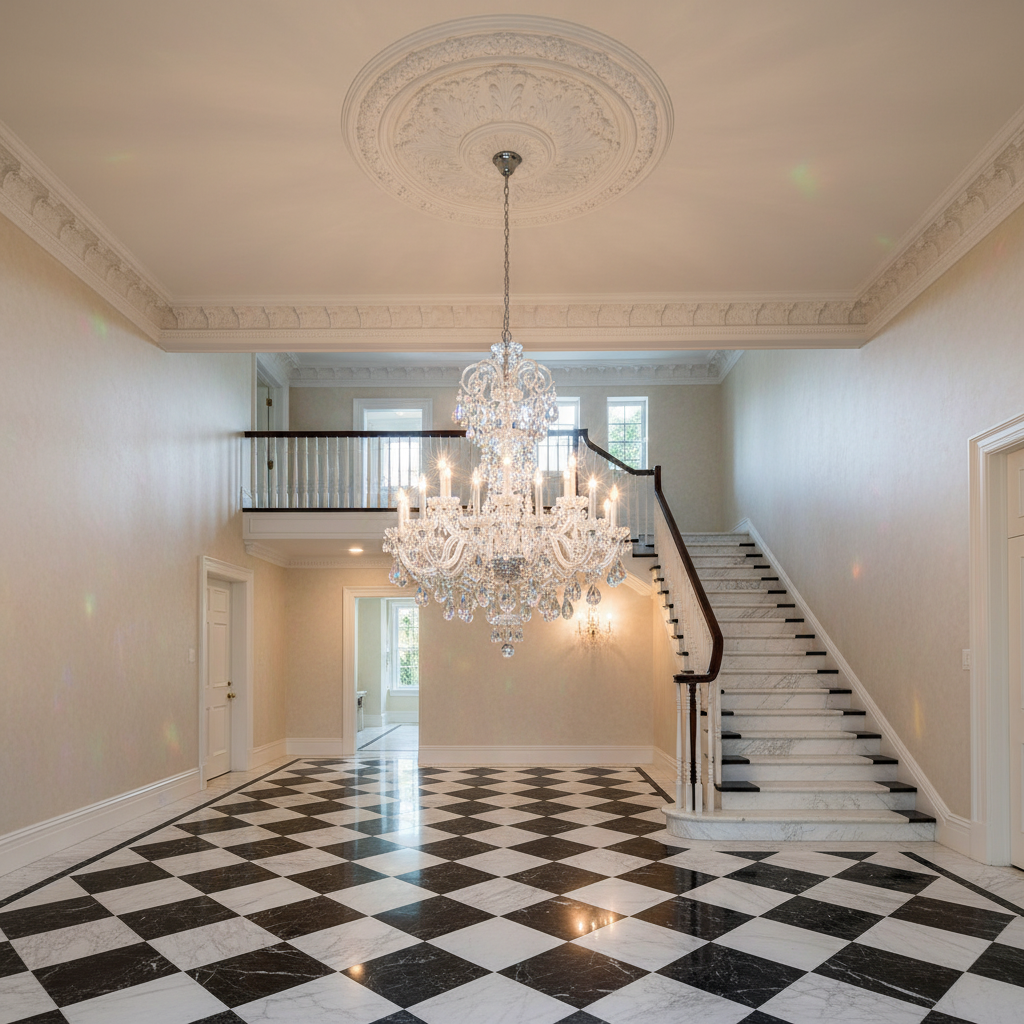 Luster Gaze Heritage Bloom K9 Crystal Chandelier 36" - grand American estate foyer