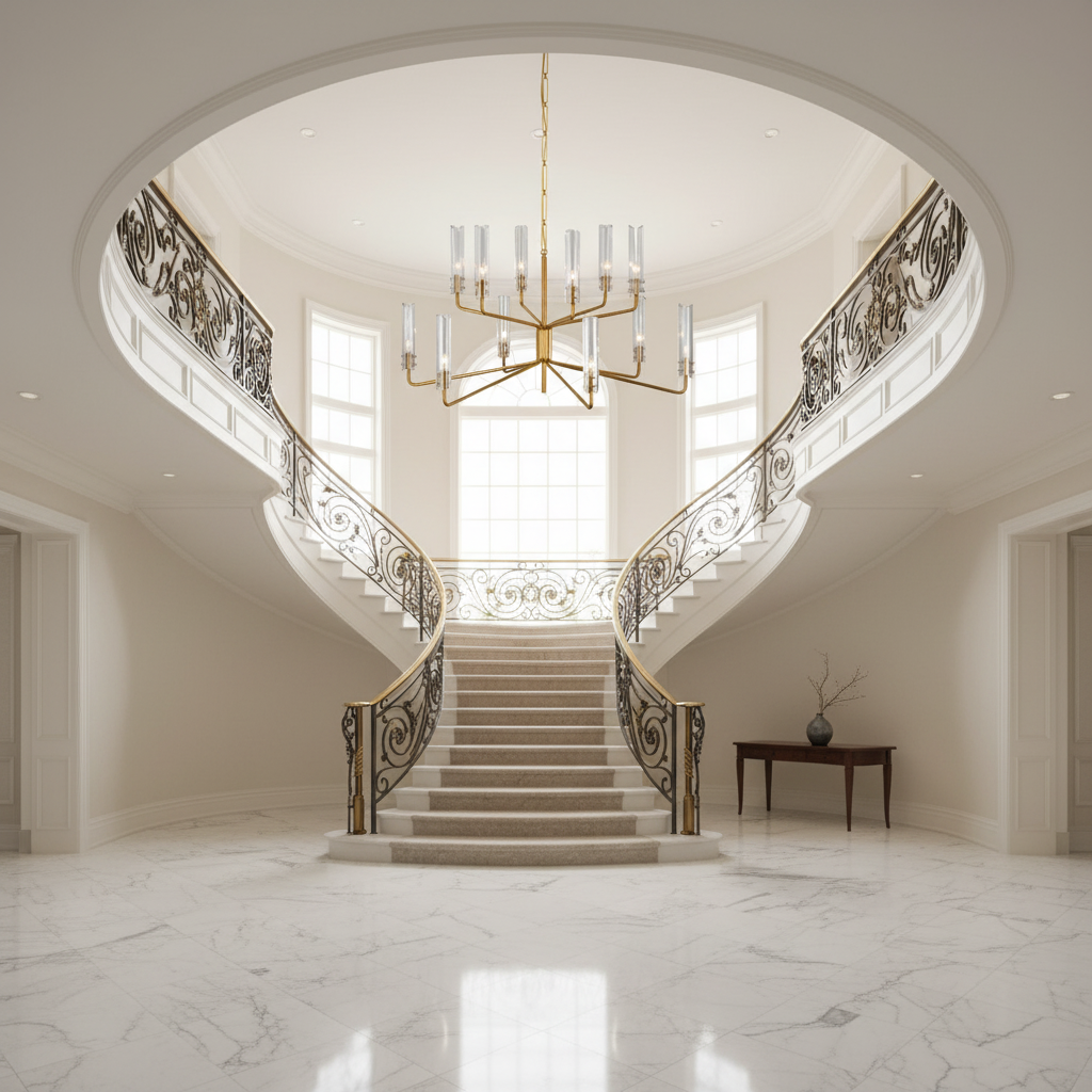 Luster Gaze Verona Two Tier Chandelier 32"/42" - grand American foyer with soaring ceiling