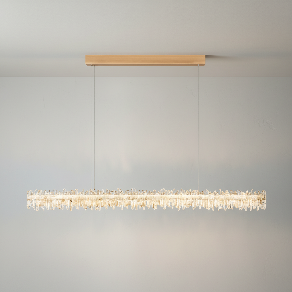 Luster Gaze Radiant Linear Natural Crystal Chandelier - Background Shot