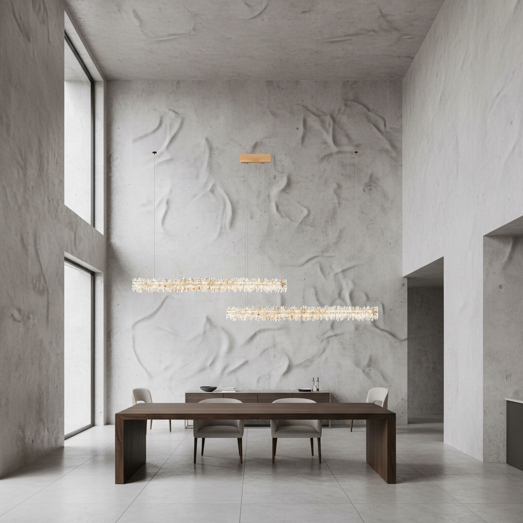 Luster Gaze Radiant Linear Natural Crystal Chandelier - Background Shot