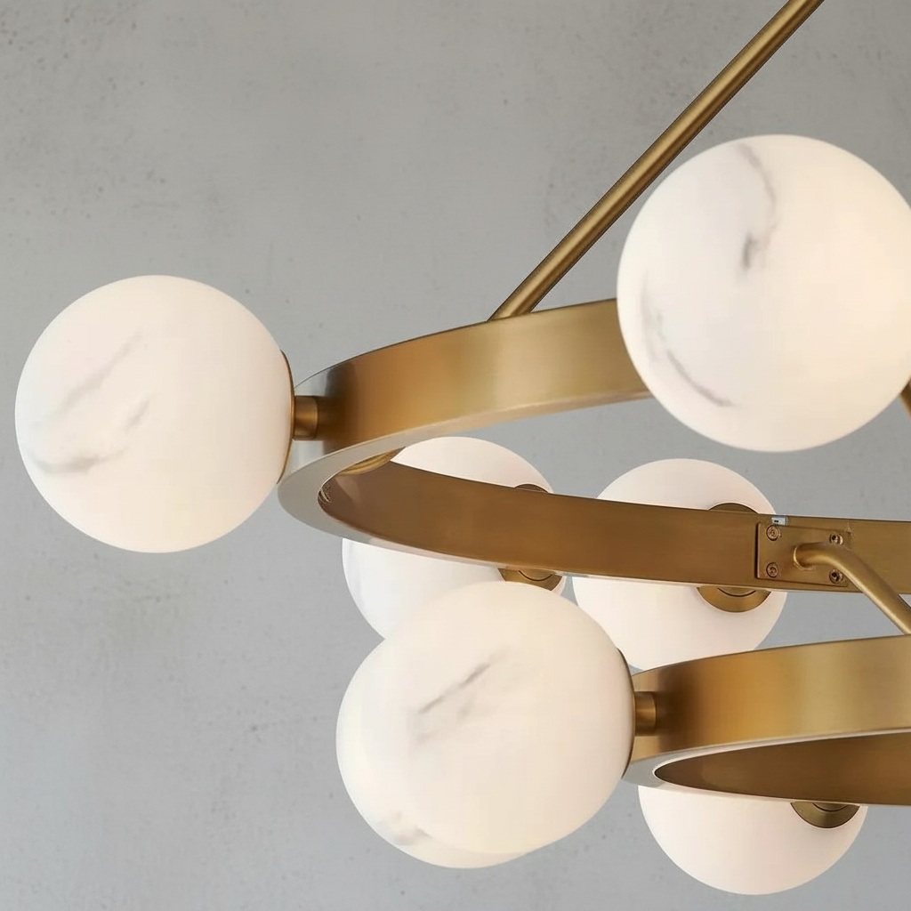 Luster Gaze Veridian Bloom Alabaster 2-Tier Chandelier - Background Shot