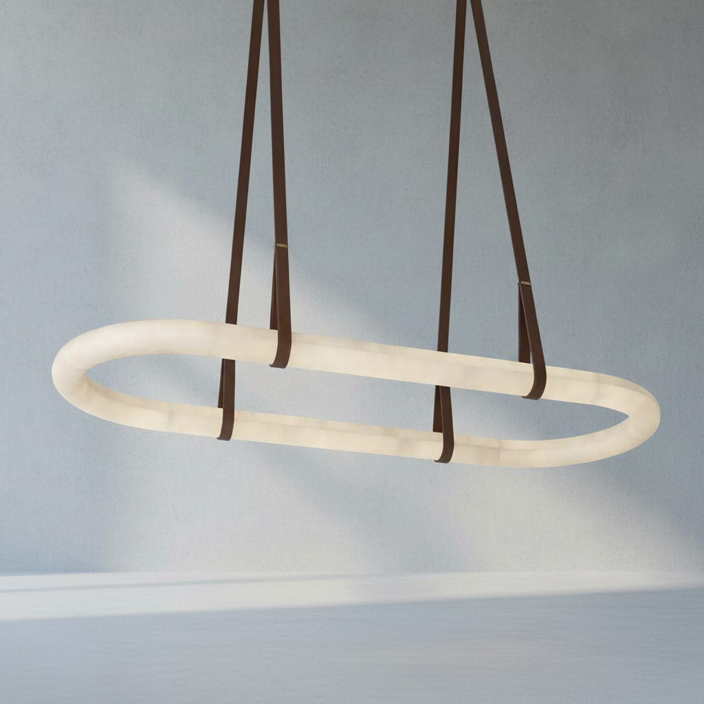 Luster Gaze Alabaster Aura Linear Chandelier - Background Shot