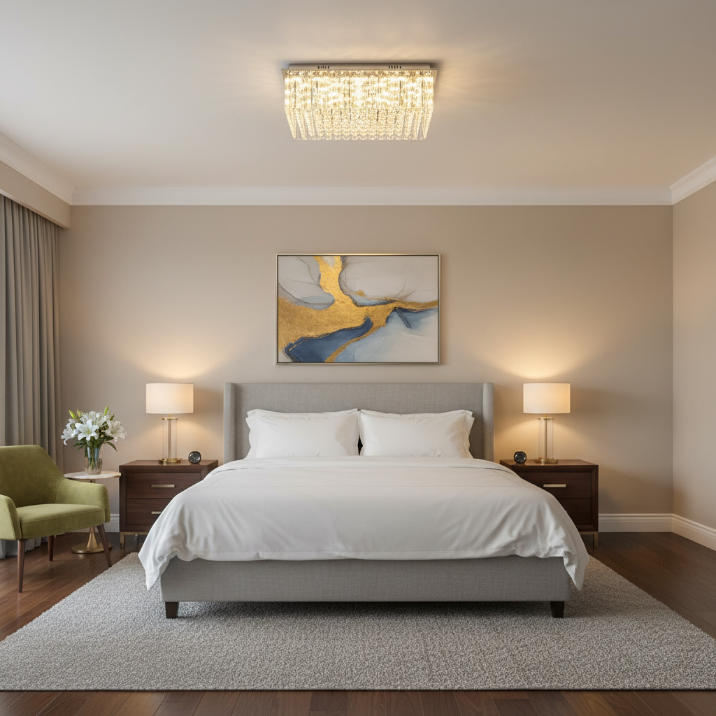 Luster Gaze Opulent Radiance Rectangle Flush Mount Chandelier - American guest bedroom