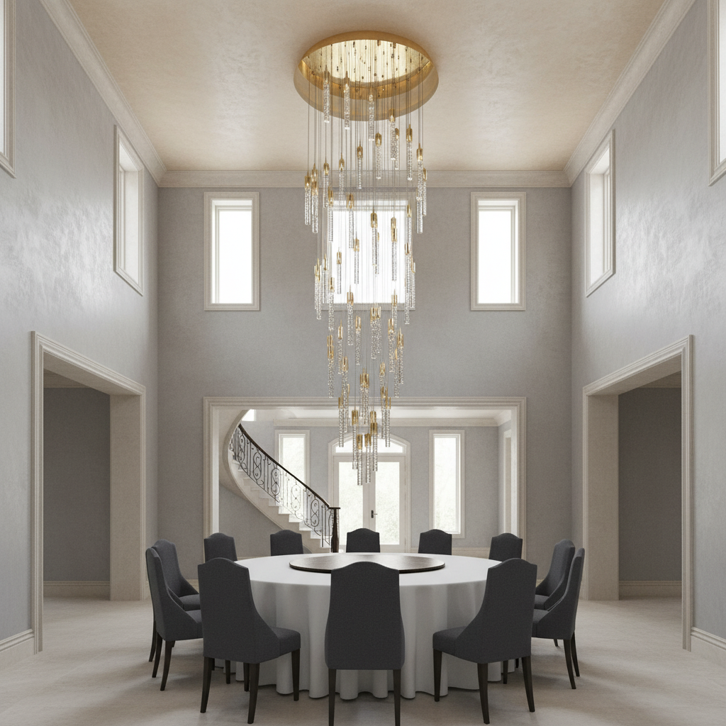 Luster Gaze Grand Lumina Cylinder Crystal Chandelier - Background Shot