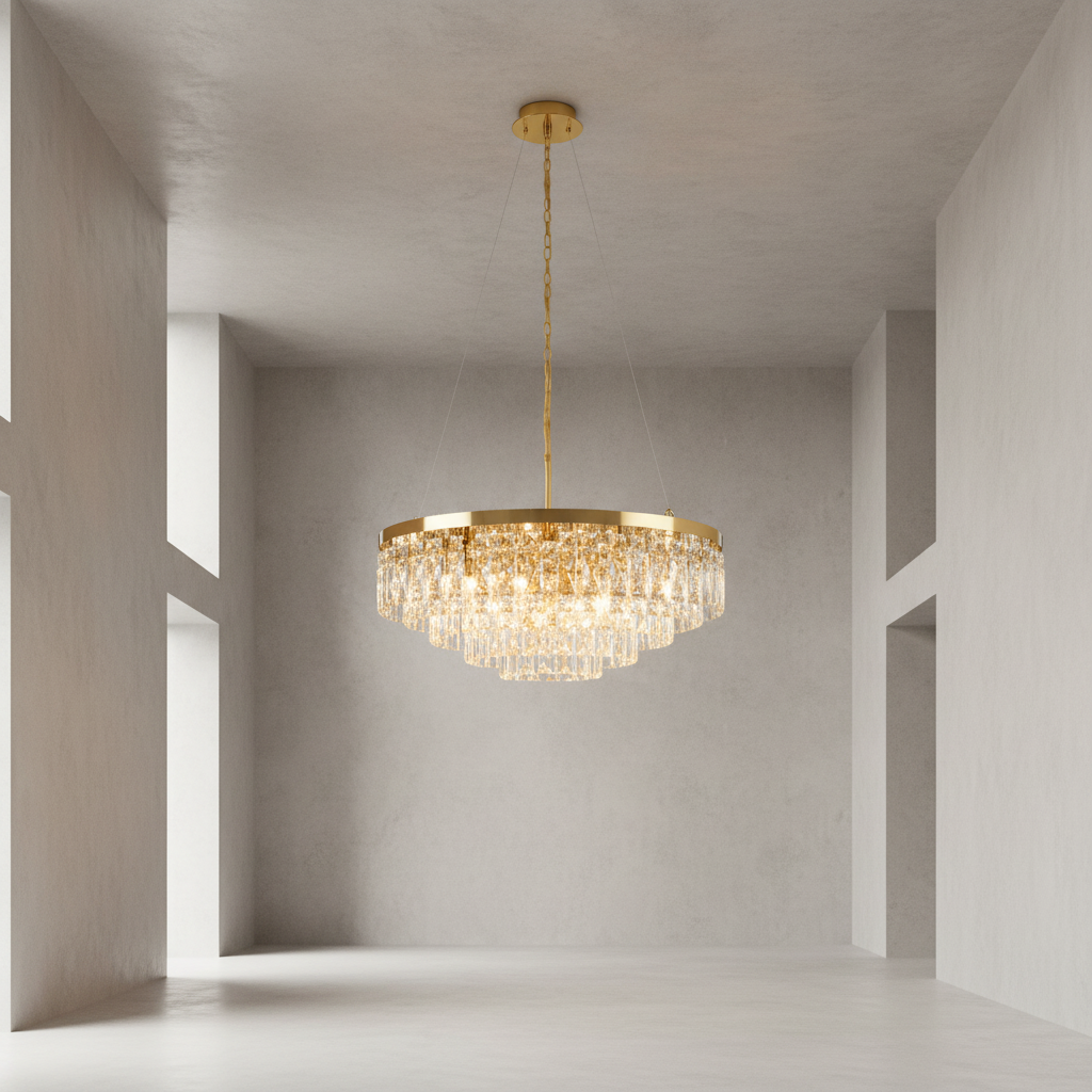 Luster Gaze Grand Radiance Round Flush Mount Chandelier - Background Shot