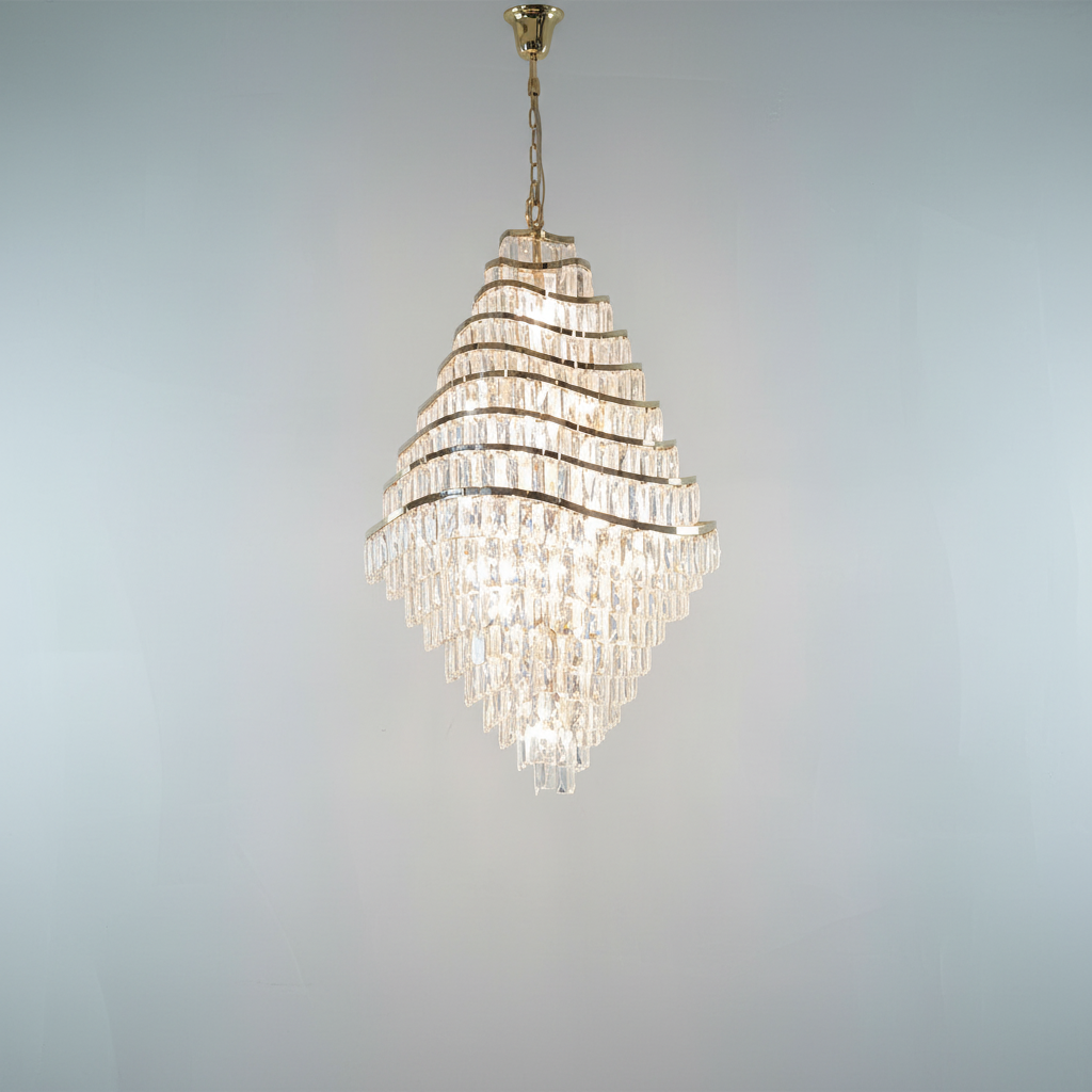 Luster Gaze New Luxury Wavy Multi-tiered Crystal Chandelier for Living Room - Studio Shot