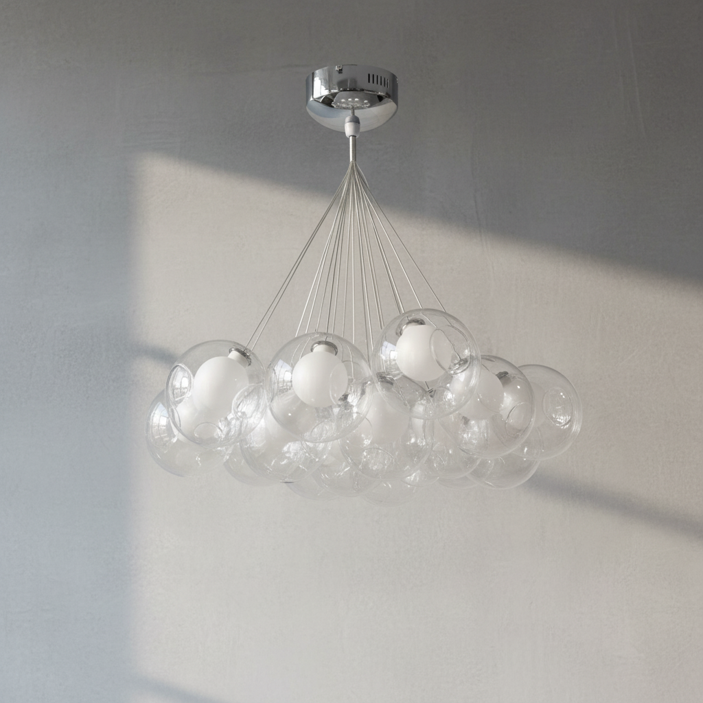 Luster Gaze Aura Orb Modern Glass Chandelier - Background Shot