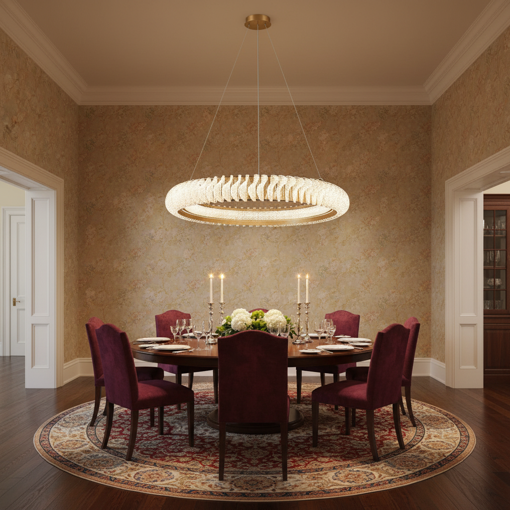 Luster Gaze Grand Luminous Ring Chandelier - formal American dining room