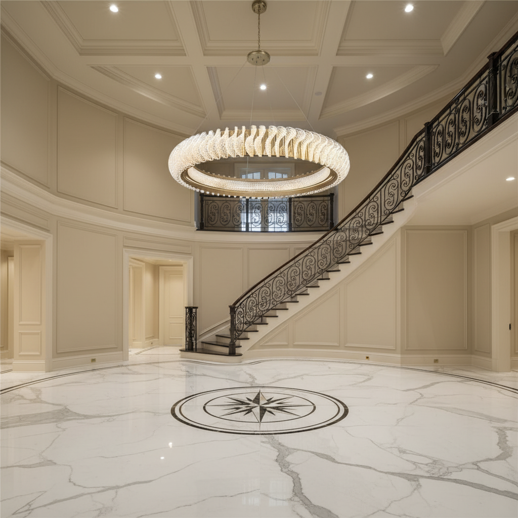 Luster Gaze Grand Luminous Ring Chandelier - grand American foyer with two-story ceiling