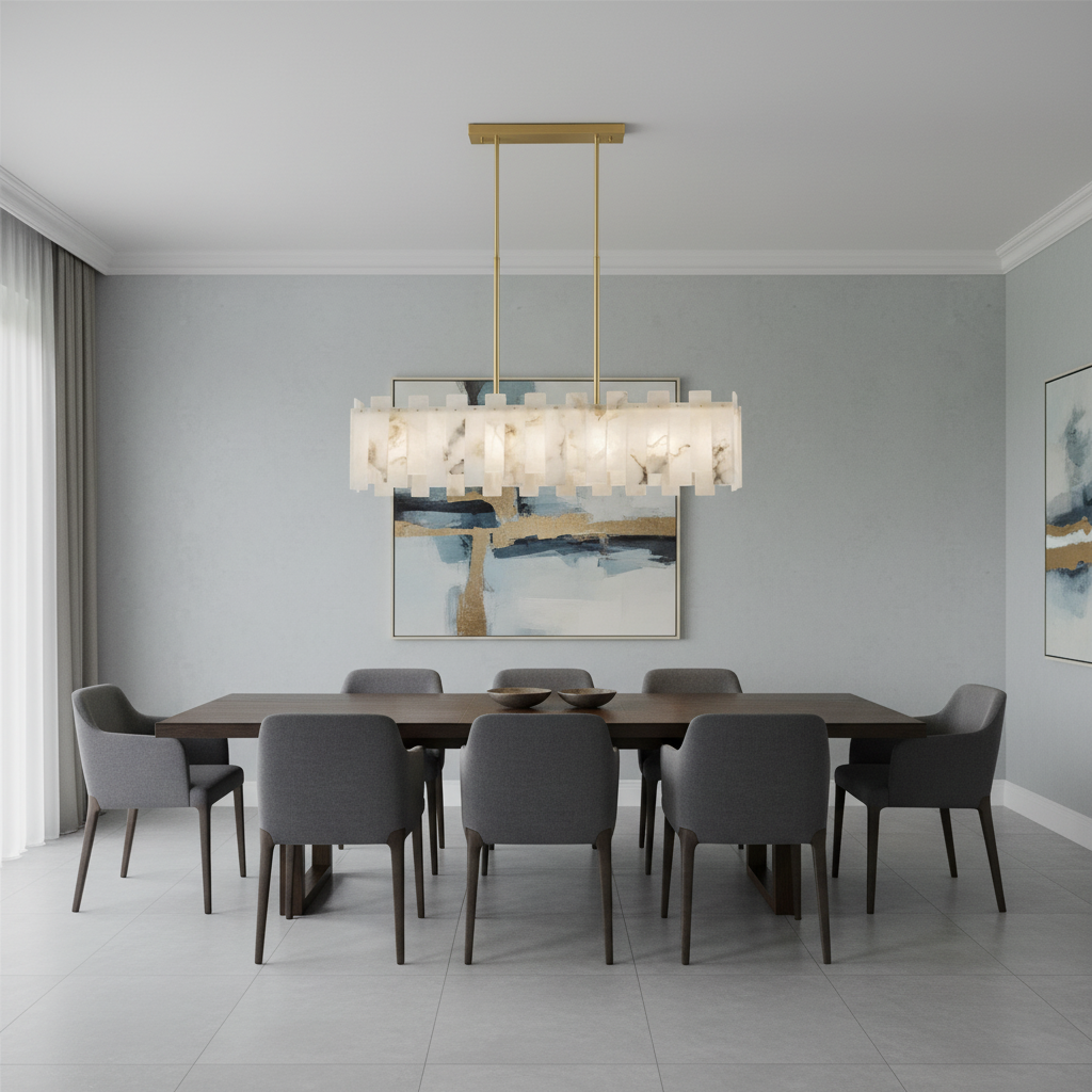 Luster Gaze Alabaster Horizon Linear Chandelier - Background Shot