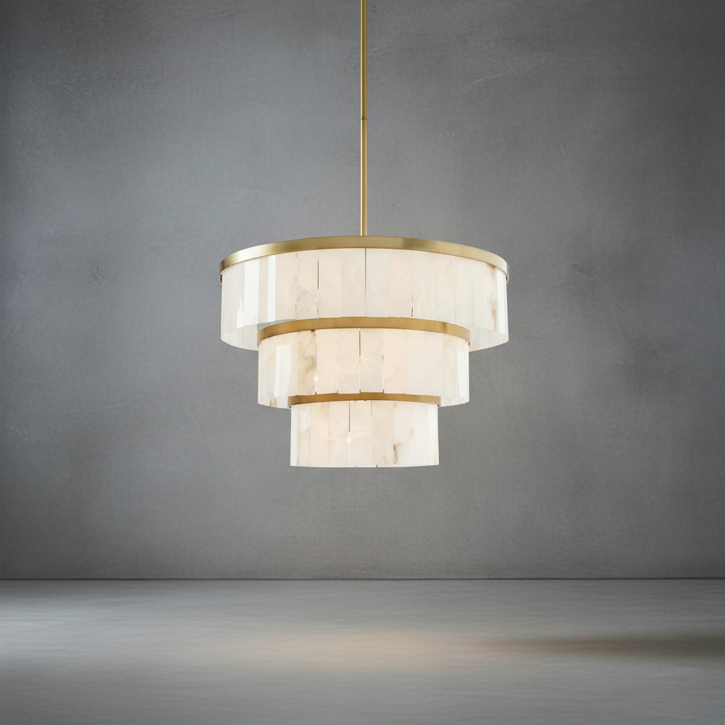 Luster Gaze Alabaster Grand Tiered Chandelier - Background Shot
