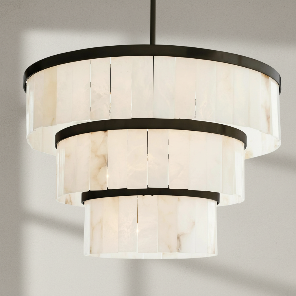 Luster Gaze Alabaster Grand Tiered Chandelier - Background Shot