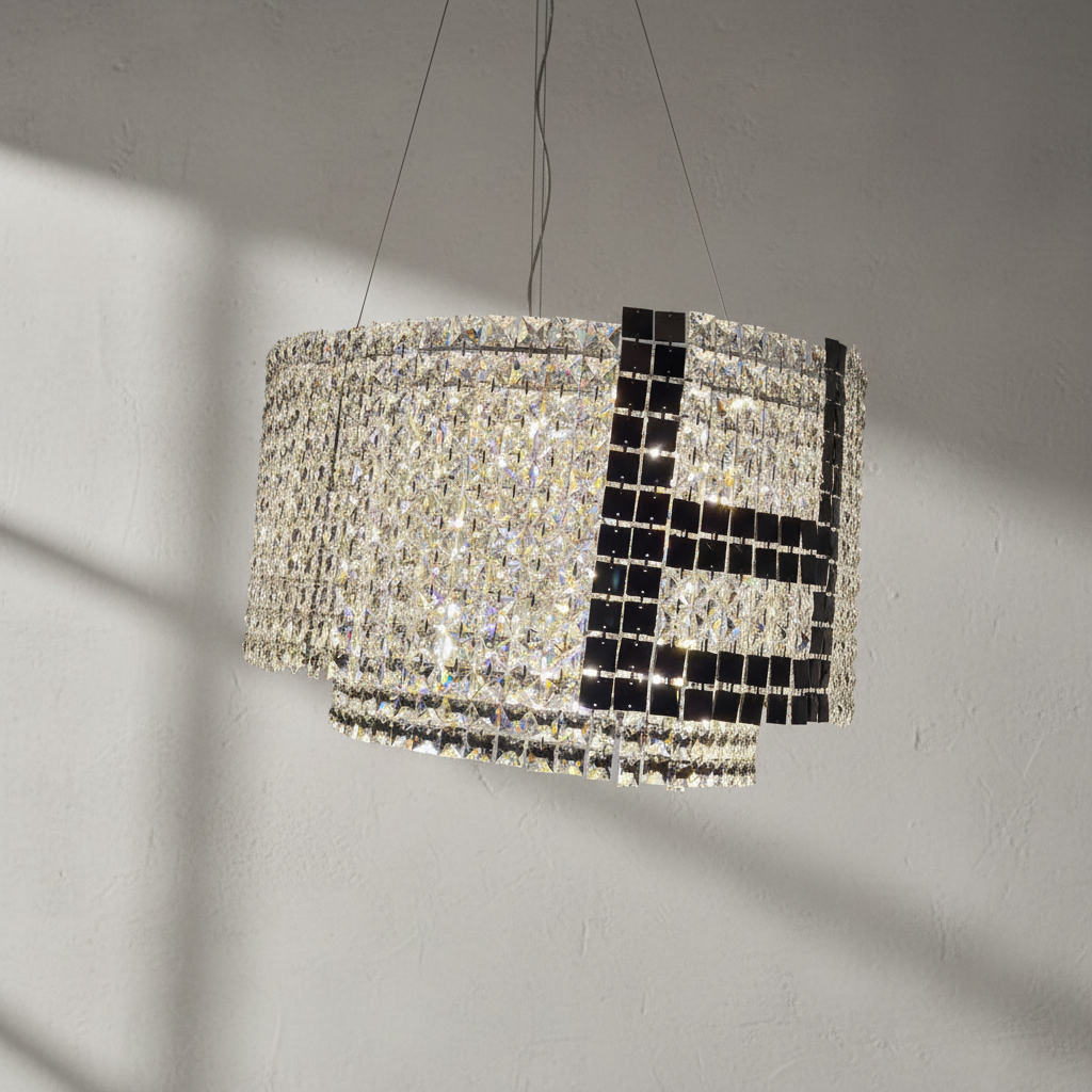 Luster Gaze Radiant Aura Modern Crystal Chandelier - Background Shot