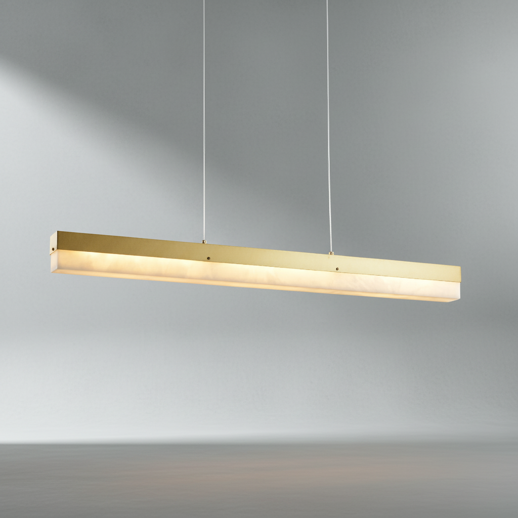Luster Gaze Veridian Alabaster Linear Island Chandelier - Background Shot