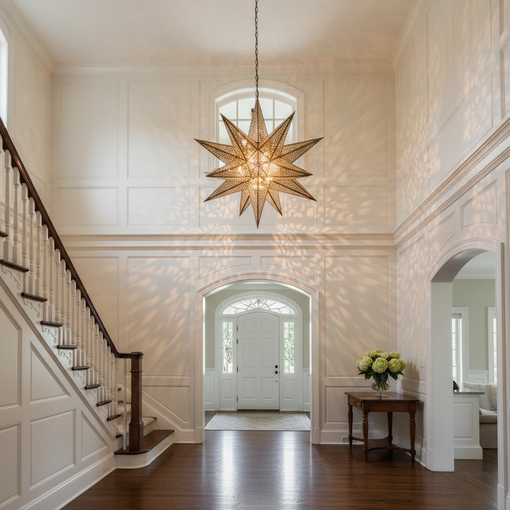Luster Gaze Celestial Bloom 16-Light Chandelier - elegant American entryway with arched doorway