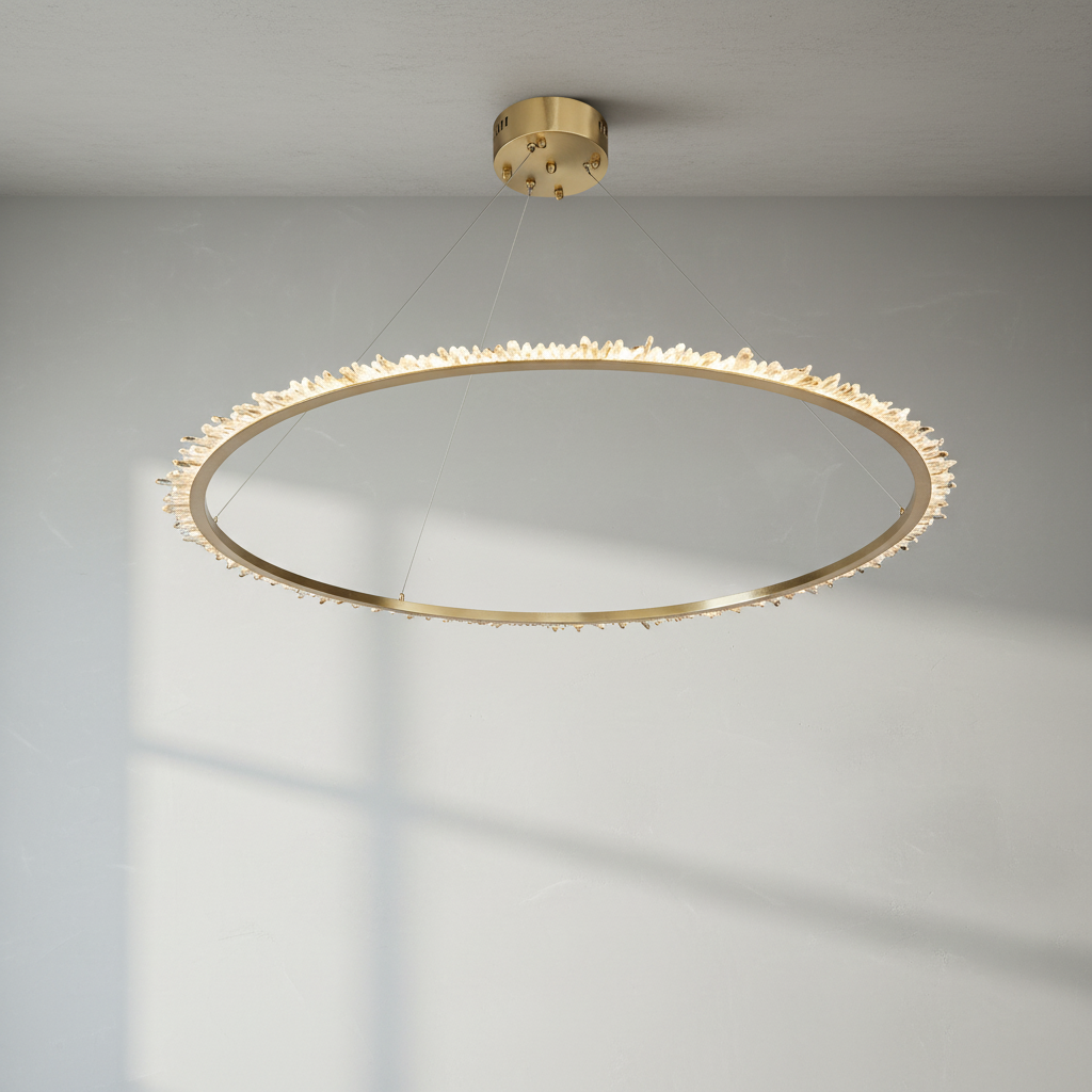 Luster Gaze Radiant Halo Rock Crystal Ring Chandelier - Background Shot